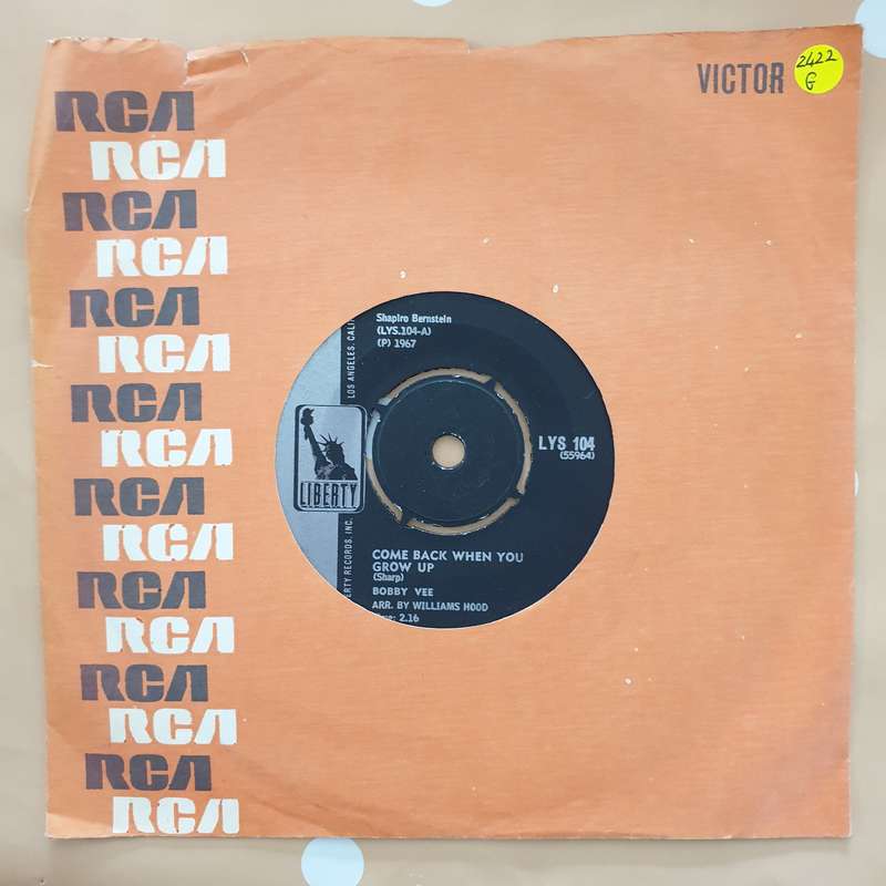 Bobby Vee  Come Back When You Grow Up / Swahili Serenade - Vinyl 7" Record - Good Quality (G)