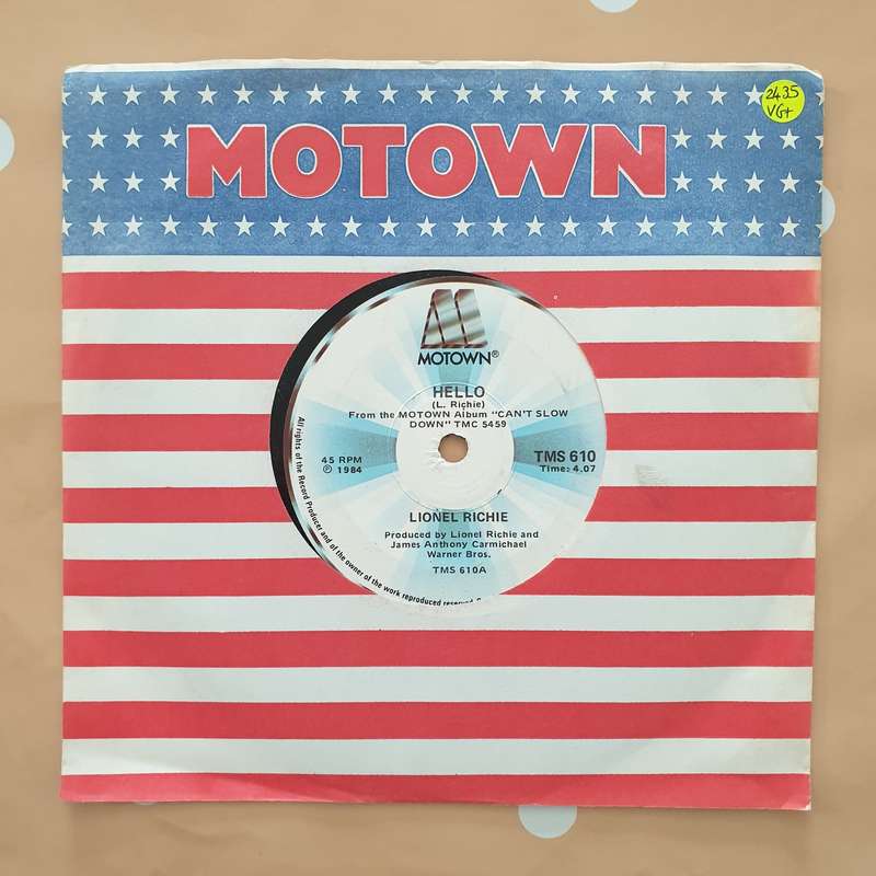 Lionel Richie  Hello / You Mean More To Me - Vinyl 7" Record - Very-Good+ Quality (VG+)