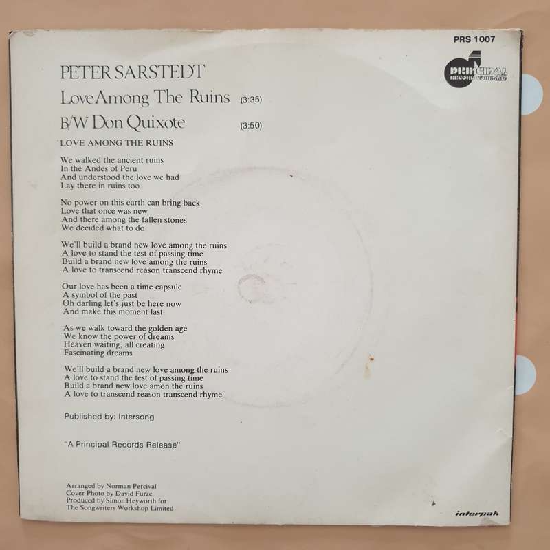 Peter Sarstedt  (Build A Brand New) Love Among The Ruins - Vinyl 7" Record - Very-Good+ Qua...