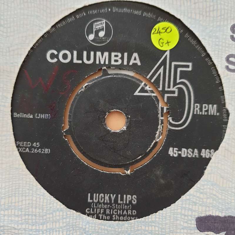 Cliff Richard And The Shadows  Lucky Lips - Vinyl 7" Record - Good+ Quality (G+)