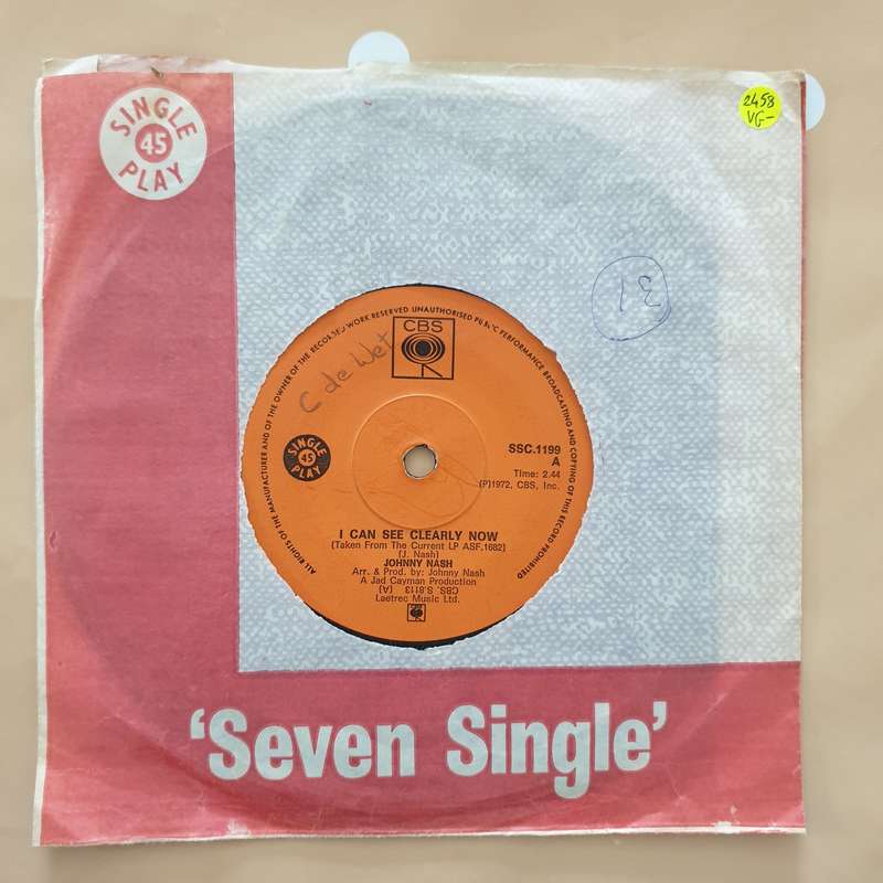 Johnny Nash  I Can See Clearly Now / How Good It Is - Vinyl 7" Record - Very-Good- Quality ...