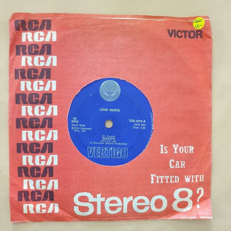 Nazareth  Love Hurts - Vinyl 7" Record - Very-Good- Quality (VG-)