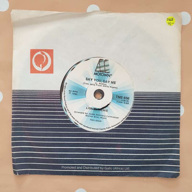 Lionel Richie  Say You, Say Me / Can't Slow Down - Vinyl 7" Record - Very-Good- Quality (VG-)