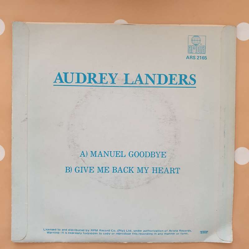 Audrey Landers - Manuel Goodbye - Vinyl 7" Record - Very-Good+ Quality (VG+)