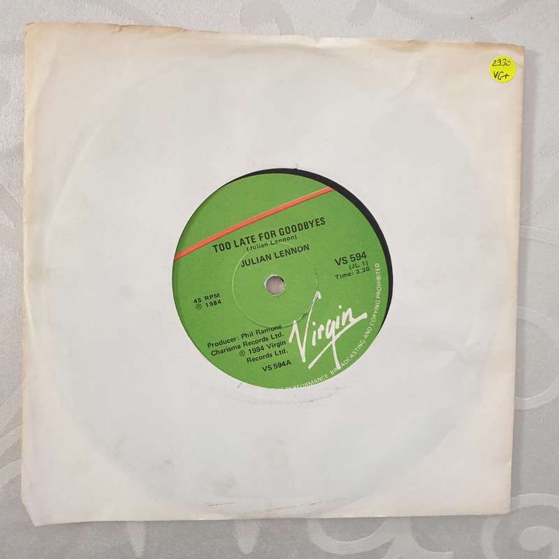 Julian Lennon  Too Late For Goodbyes - Vinyl 7" Record - Very-Good+ Quality (VG+)