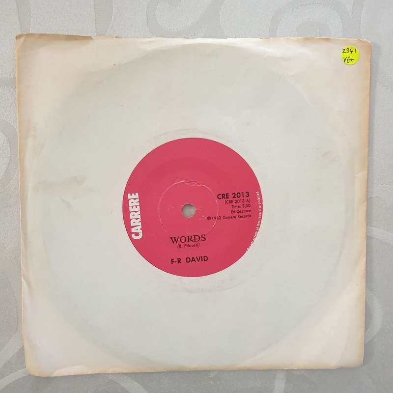 F-R David  Words - Vinyl 7" Record - Very-Good+ Quality (VG+)