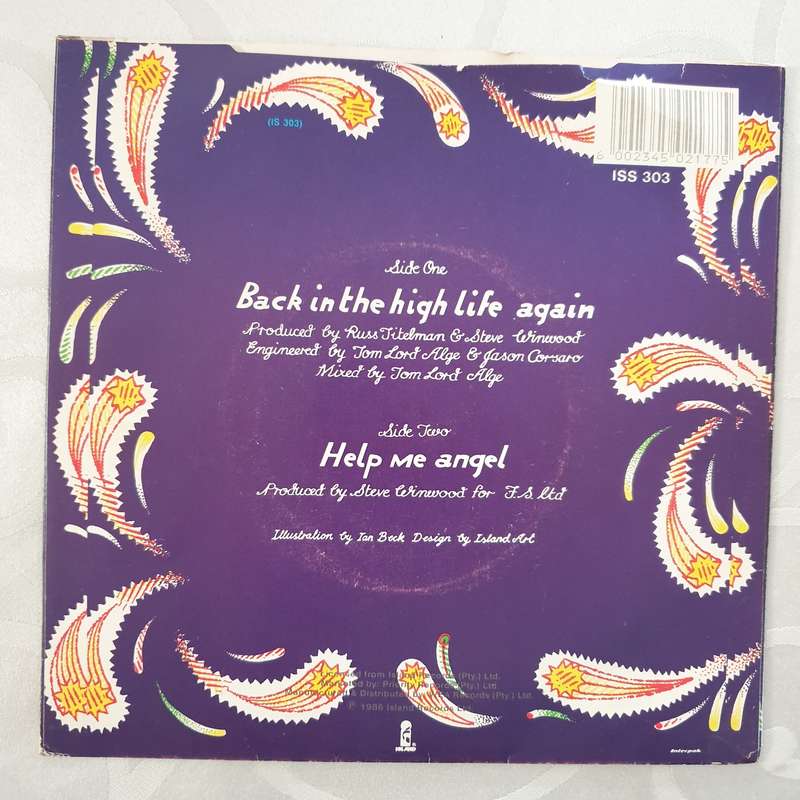 Steve Winwood  Back In The High Life Again - Vinyl 7" Record - Very-Good+ Quality (VG+)