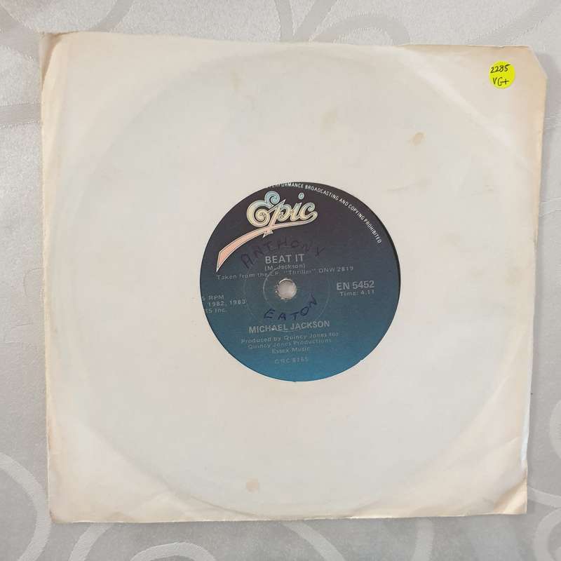 Michael Jackson  Beat It - Vinyl 7" Record - Very-Good+ Quality (VG+)
