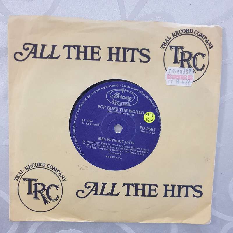 Men Without Hats  Pop Goes The World - Vinyl 7" Record - Very-Good+ Quality (VG+)