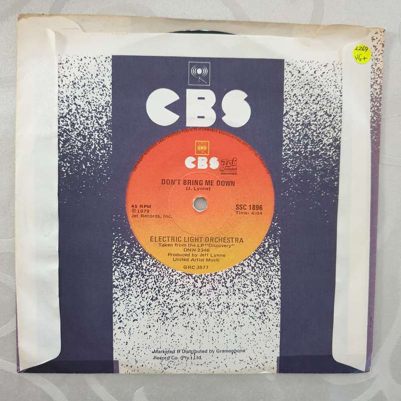 Electric Light Orchestra  Don't Bring Me Down - Vinyl 7" Record - Very-Good+ Quality (VG+)