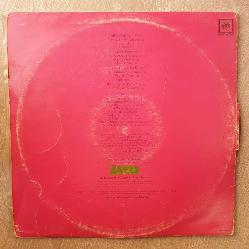 Frank Zappa  Joe's Garage, Acts II & III - Double  Vinyl LP Record - Good Quality (G) (V...