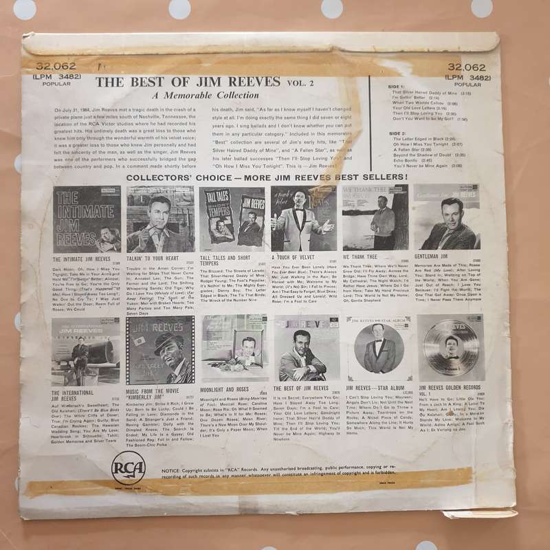Jim Reeves  The Best Of Jim Reeves Vol. II - Vinyl LP Record - Very-Good- Quality (VG-)