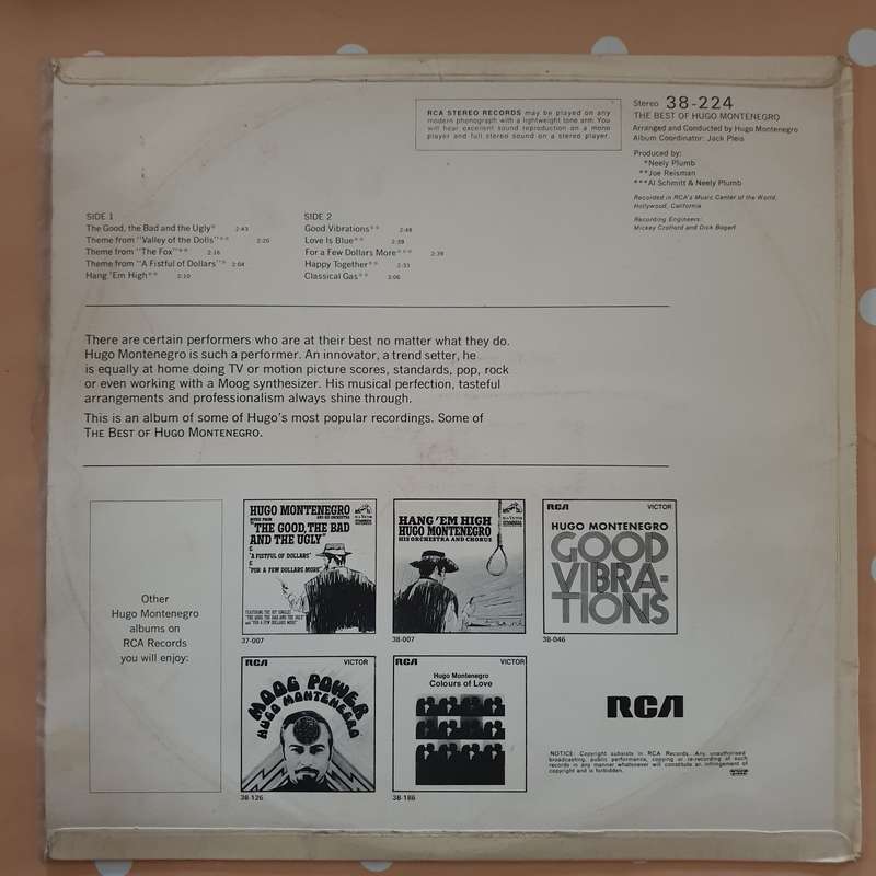 Hugo Montenegro  The Best Of Hugo Montenegro -  Vinyl LP Record - Very-Good+ Quality (VG+)
