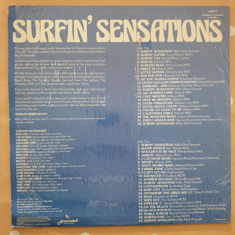 The Hot Doggers - Surfin' Sensations - Vinyl LP Record - Very-Good+ Quality (VG+)