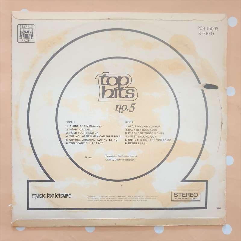 Top Hits No 5 - Vinyl LP Record - Very-Good+ Quality (VG+)