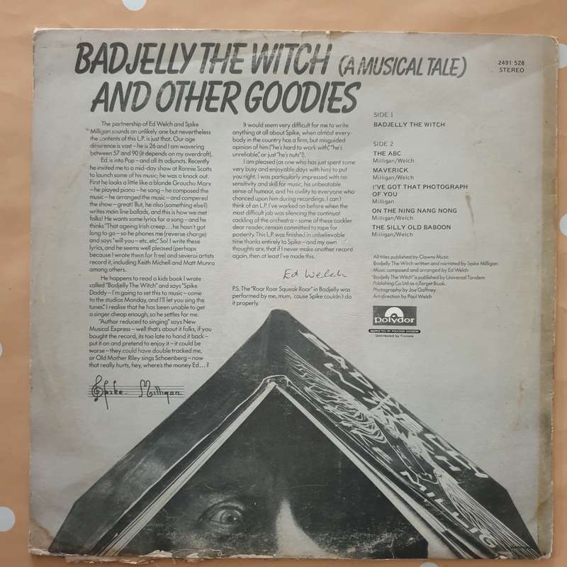 Spike Milligan - Bad Jelly, The Witch - Vinyl LP Record - Opened  - Very-Good+ Quality (VG+)