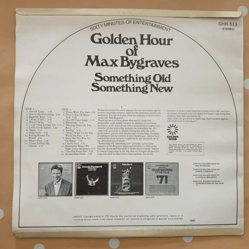 Golden Hour of Max Bygraves  -  Vinyl LP Record - Very-Good+ Quality (VG+)