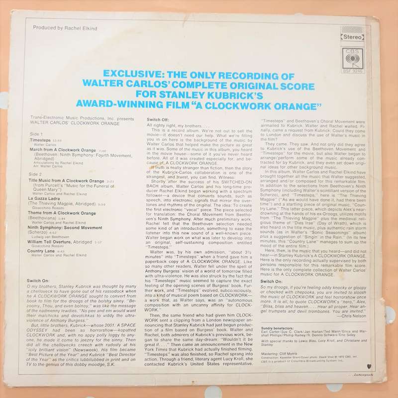 Clockwork Orange - Walter Carlos -Vinyl LP Record- Very-Good Quality (VG)