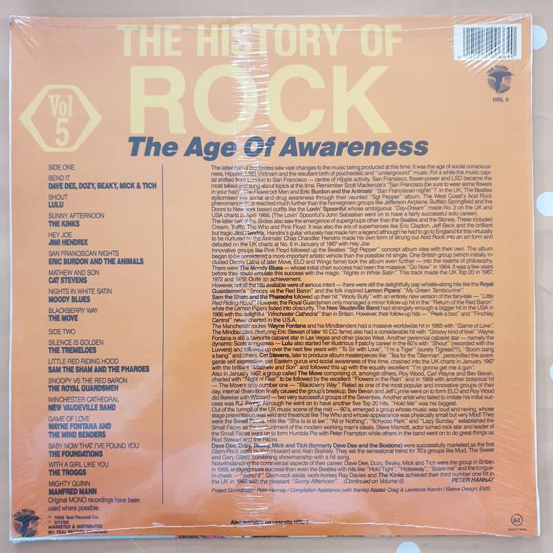The History of Rock - Vol 5 - Original Artists -  Vinyl Record LP - Sealed
