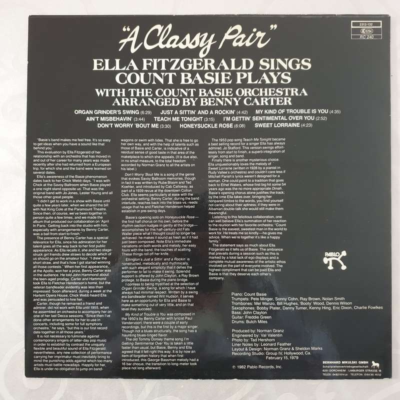 Ella Fitzgerald Sings Count Basie Plays With The Count Basie Orchestra  A Classy Pair - ...