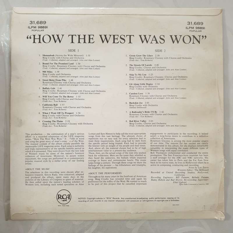 Bing Crosby / Rosemary Clooney / Jimmie Driftwood / Sam Hinton  How The West Was Won - Viny...