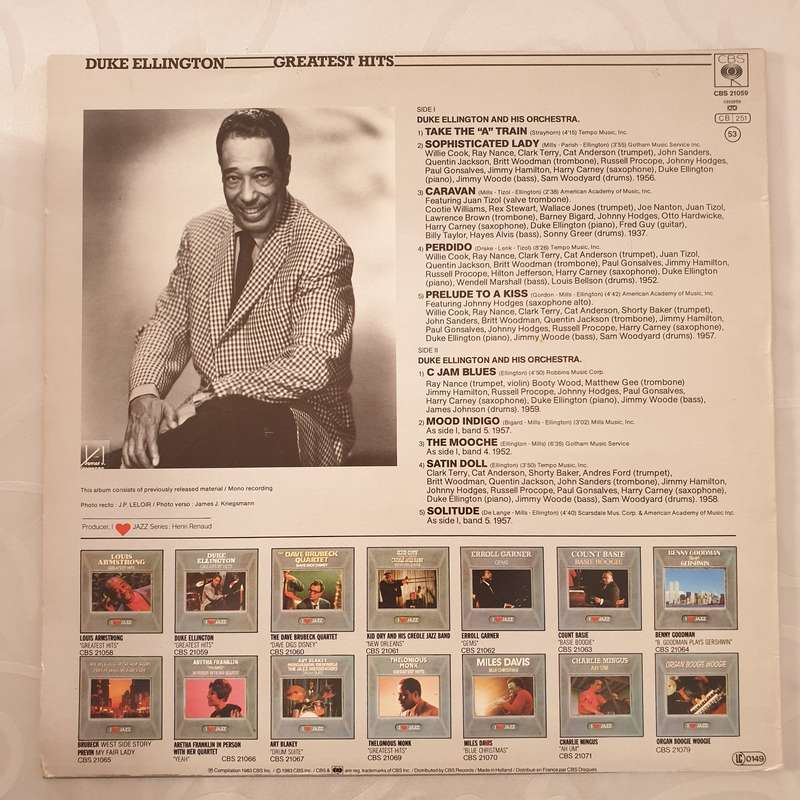 Duke Ellington  Greatest Hits - Vinyl LP Record - Very-Good+ Quality (VG+)