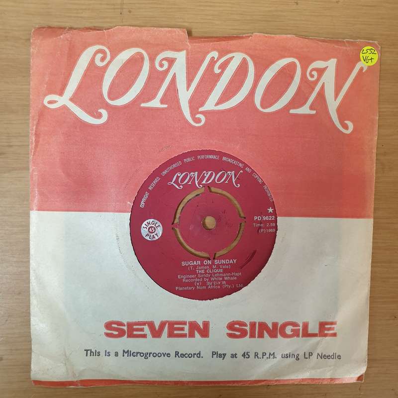The Clique  Sugar On Sunday - Vinyl 7" Record - Very-Good+ Quality (VG+)