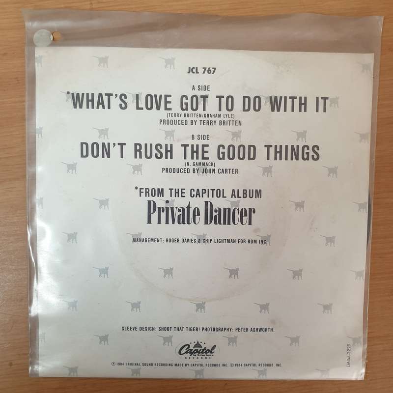 Tina Turner  What's Love Got To Do With It - Vinyl 7" Record - Very-Good+ Quality (VG+)