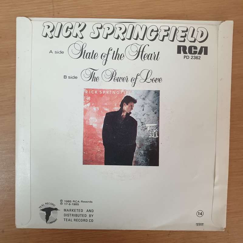 Rick Springfield  State Of The Heart - Vinyl 7" Record - Very-Good+ Quality (VG+)