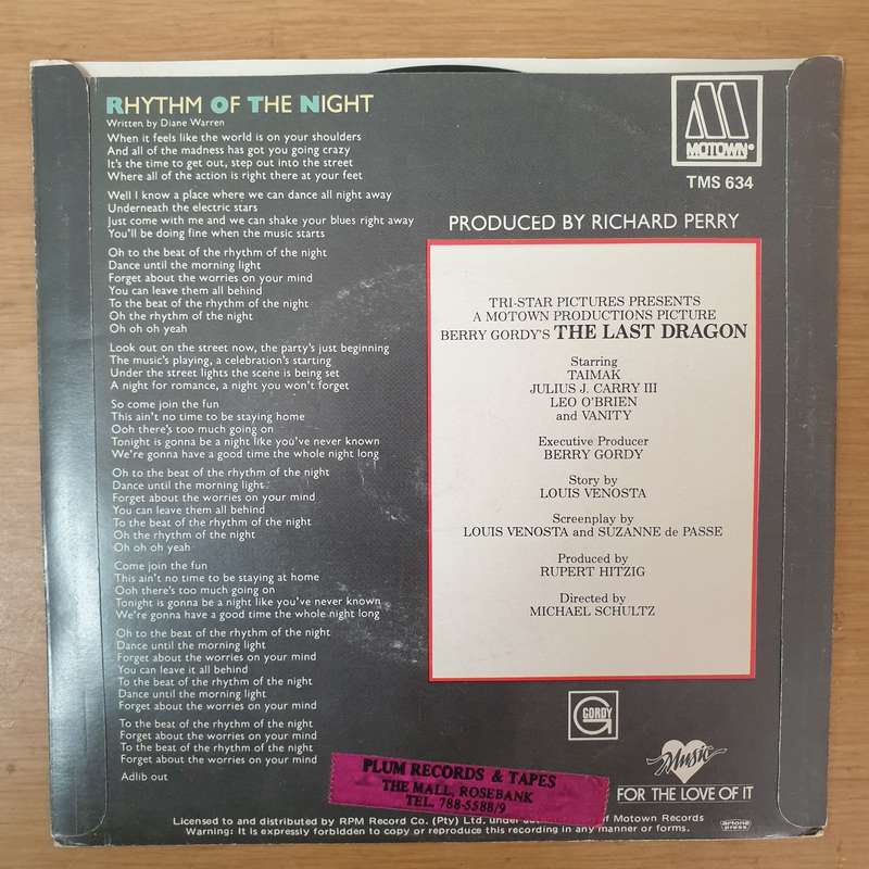 DeBarge  Rhythm Of The Night - Vinyl 7" Record - Very-Good+ Quality (VG+)