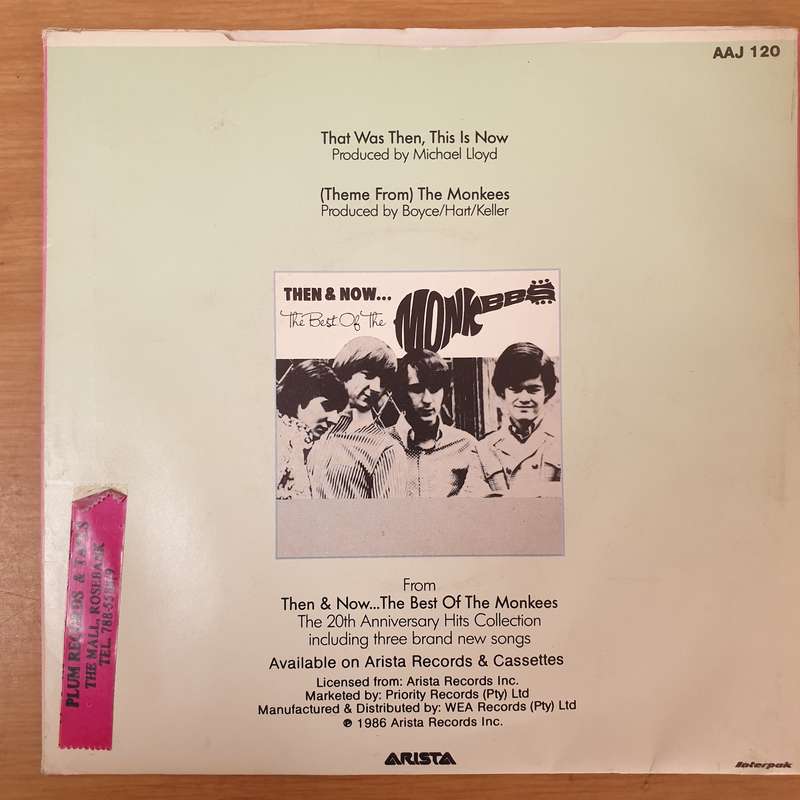 The Monkees  That Was Then, This Is Now / (Theme From) The Monkees - Vinyl 7" Record - Very...