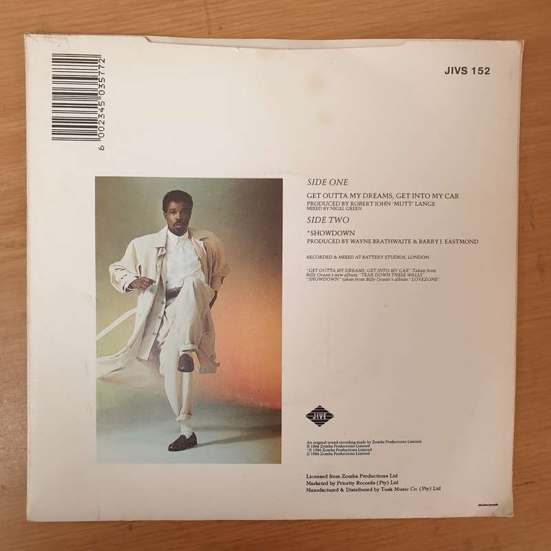 Billy Ocean  Get Outta My Dreams, Get Into My Car - Vinyl 7" Record - Very-Good+ Quality (VG+)