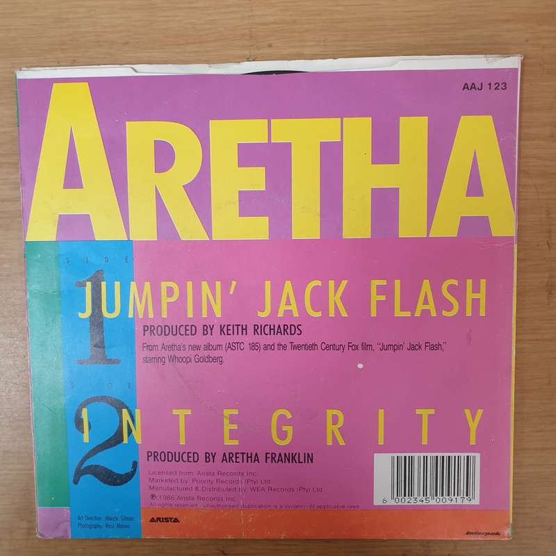 Aretha Franklin  Jumpin' Jack Flash - Vinyl 7" Record - Very-Good+ Quality (VG+)