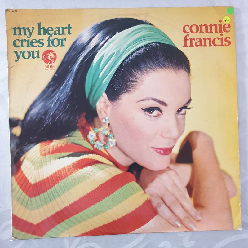 Connie Francis  My Heart Cries For You - Vinyl LP Record - Opened  - Very-Good- Quality (VG-)