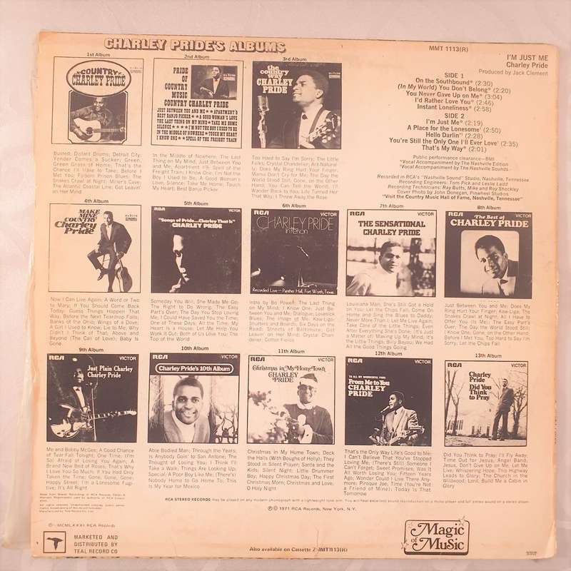 Charley Pride - I'm Just Me - Vinyl LP Record - Opened  - Very-Good- Quality (VG-)