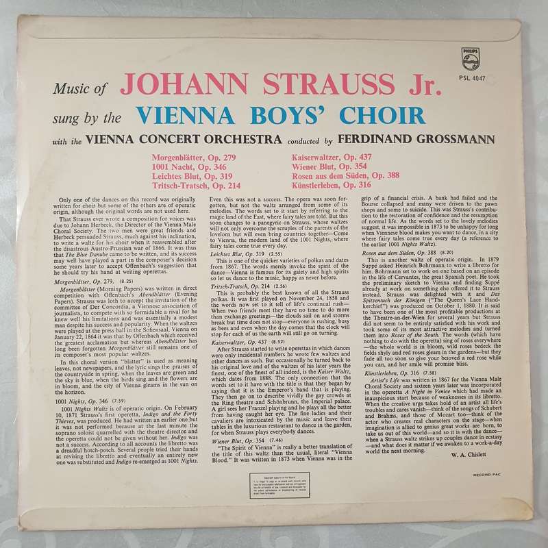 Vienna Boys Choir - Johann Strauss Jr  -  Vinyl LP Record - Very-Good+ Quality (VG+)