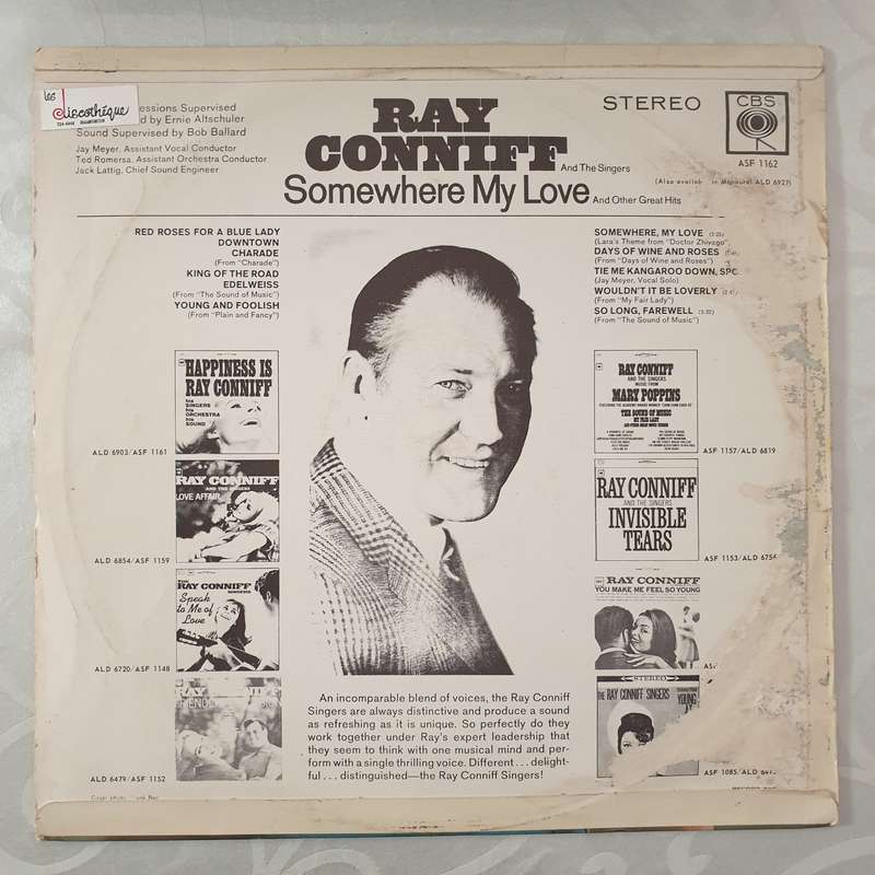 Ray Conniff And The Singers  Somewhere My Love - Vinyl LP Record - Very-Good Quality (VG)
