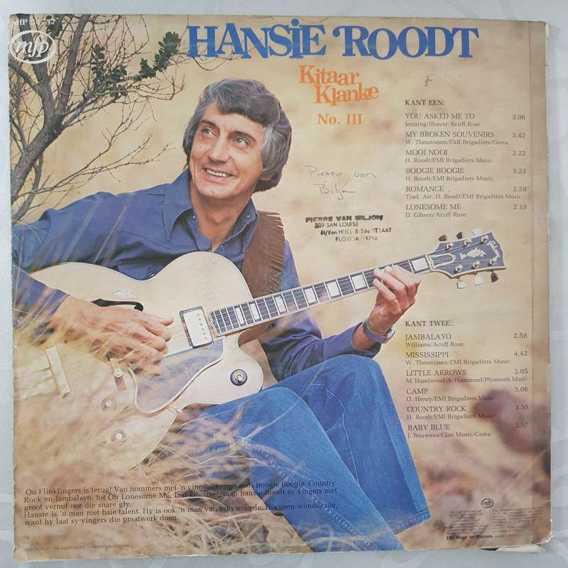 Hansie Roodt - Kitaar Klanke - Vinyl LP Record - Very-Good Quality (VG)