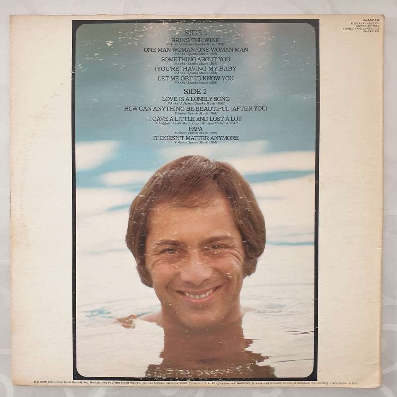Paul Anka - Anka - Vinyl LP Record - Opened  - Very-Good- Quality (VG-)