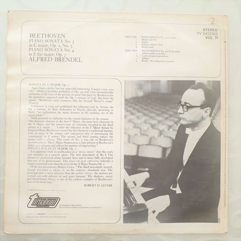 Beethoven, Alfred Brendel  Piano Sonata No. 3 In C Major, Op. 2, No. 3 / Piano Sonata No. 4...