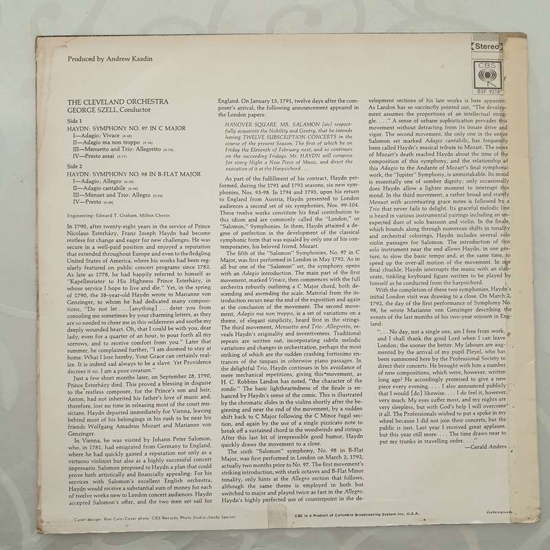 Franz Joseph Haydn, George Szell, Cleveland Orchestra  Szell Conducts Haydn Symphonies No 9...