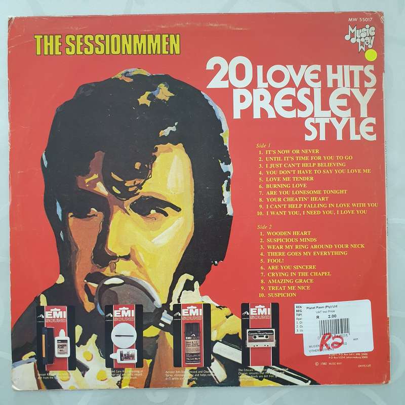 The Sessionmen - 20 Love Hits Presley Style - Vinyl LP Record - Very-Good Quality (VG)