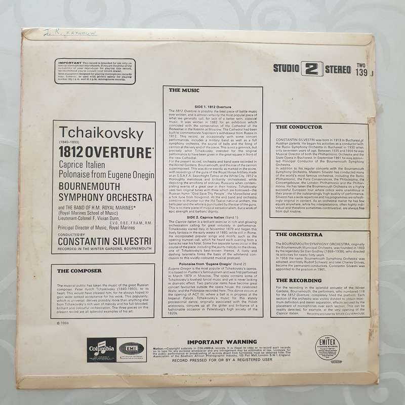 Tchaikovsky - Silvestri, Bournemouth Symphony Orchestra, Band Of H.M. Royal Marines  1812 O...