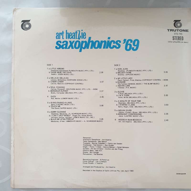 Art Heatlie - Saxophonics '69 - Vinyl LP Record - Very-Good+ Quality (VG+)