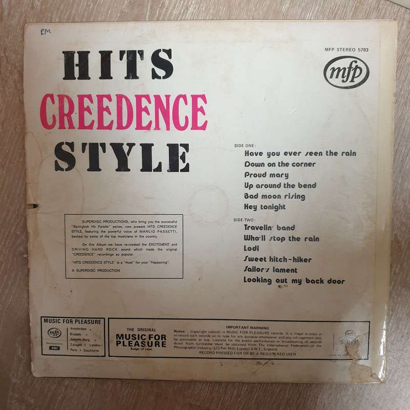 Hits Creedence Style  Vinyl LP Record - Opened  - Good Quality (G)