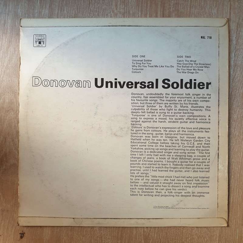 Donovan - Universal Soldier - Vinyl LP Record - Very-Good- Quality (VG-)