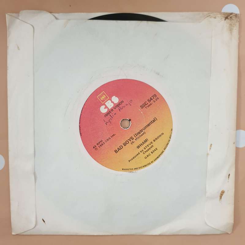 Wham!  Bad Boys - Vinyl 7" Record - Very-Good+ Quality (VG+)