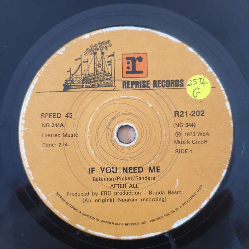 After All  If You Need Me - Vinyl 7" Record - Good Quality (G)