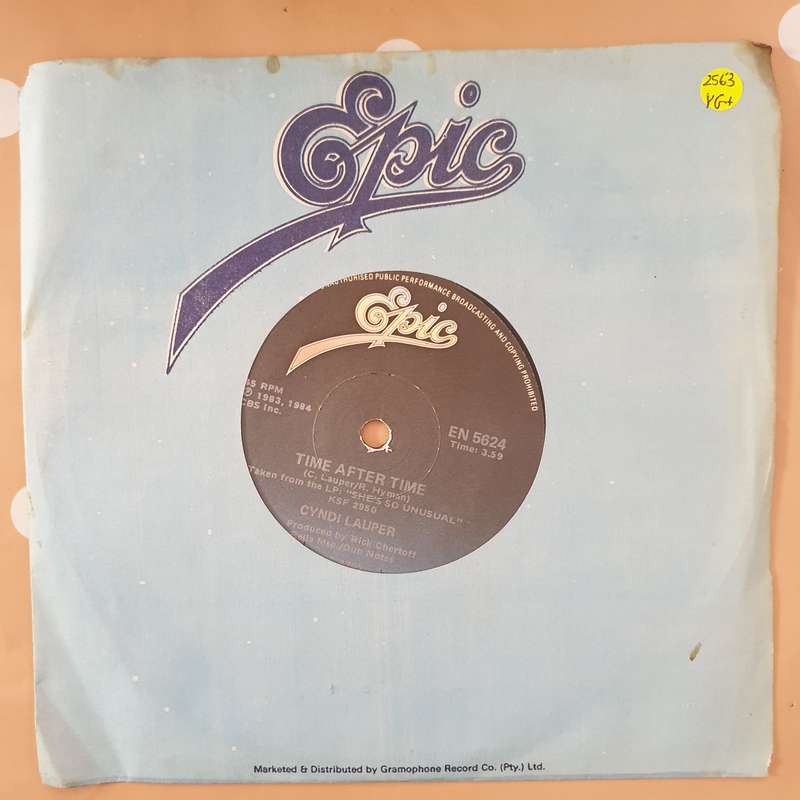 Cyndi Lauper  Time After Time - Vinyl 7" Record - Very-Good+ Quality (VG+)