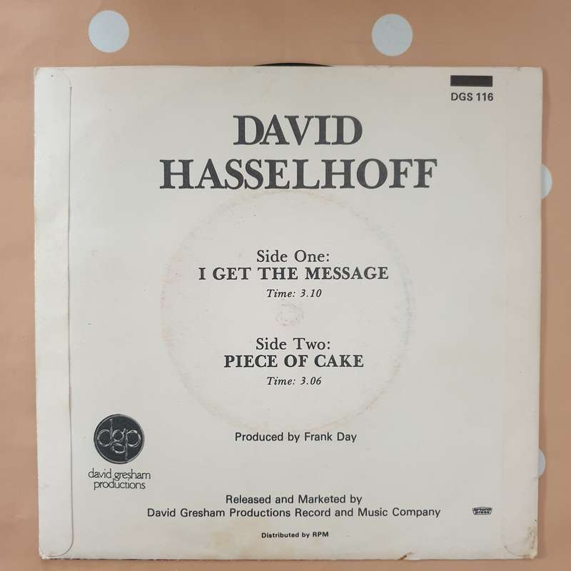 David Hasselhoff  I Get The Message - Vinyl 7" Record - Very-Good+ Quality (VG+)